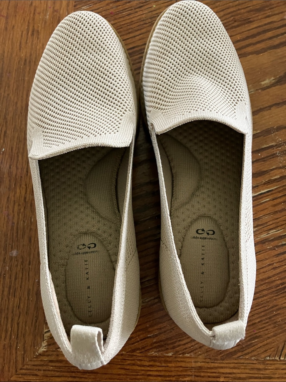 Kelly & Katie Beige Knit Slip-On Flats